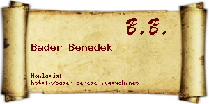 Bader Benedek névjegykártya